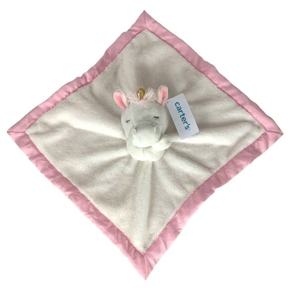Carters Baby Unicorn Lovey Security Blanket Pink White Plush Comfort Toy - Picture 1 of 5